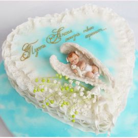 Торт на Крещение "Пусть Ангел жизнь твою хранит"