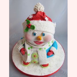 Новогодний торт "Снеговичок для девочки"