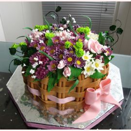 Торт на 8 марта "Корзина с осенними цветами"