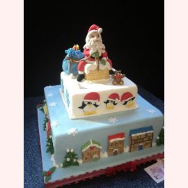 Торт на Новый год "Санта на трубе"