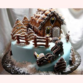 Торт на Новый год "Пряничный домик"