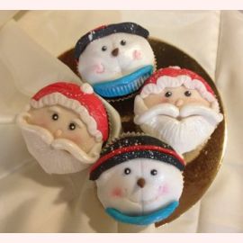 Новогодние капкейки на заказ "Дед Мороз и Снеговик"