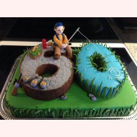 Торт на 60 лет "Рыбак на пруду"