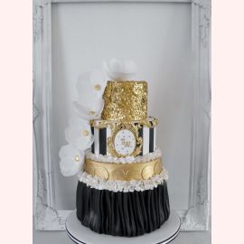 Свадебный торт "Стильный золотой с черным"