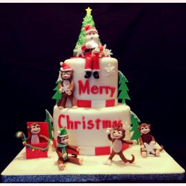 Торт на Новый Год "Дед мороз и символ года"