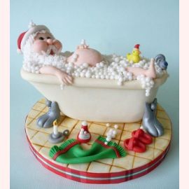 Торт на Новый Год "Дедушка Мороз в ванне"