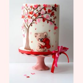 Торт для влюбленных "Мишка под сердечным деревом"