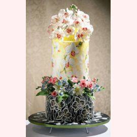 Торт "Орхидея на цветочной поляне"