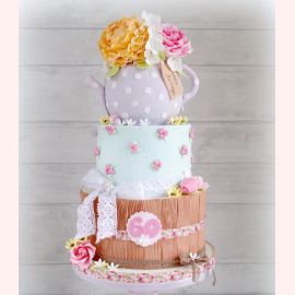Торт "Чайник с цветами"