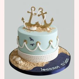 Свадебный торт "Морская любовь. Два якоря любви"