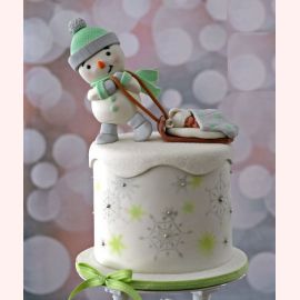 Новогодний торт "Снеговик и спящий малыш"