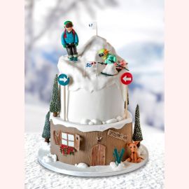 Новогодний торт 2022 "Новогодняя свадьба на лыжах"