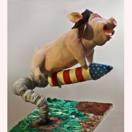 Торт "Свинья и ракета"