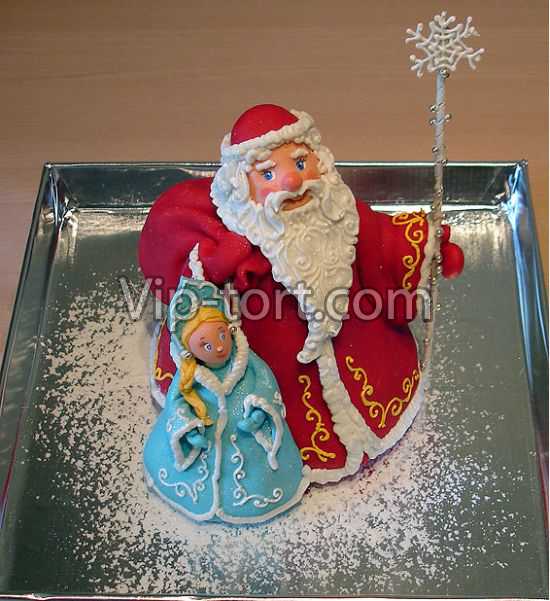 Торт на Новый год "Дед Мороз и Снегурочка"