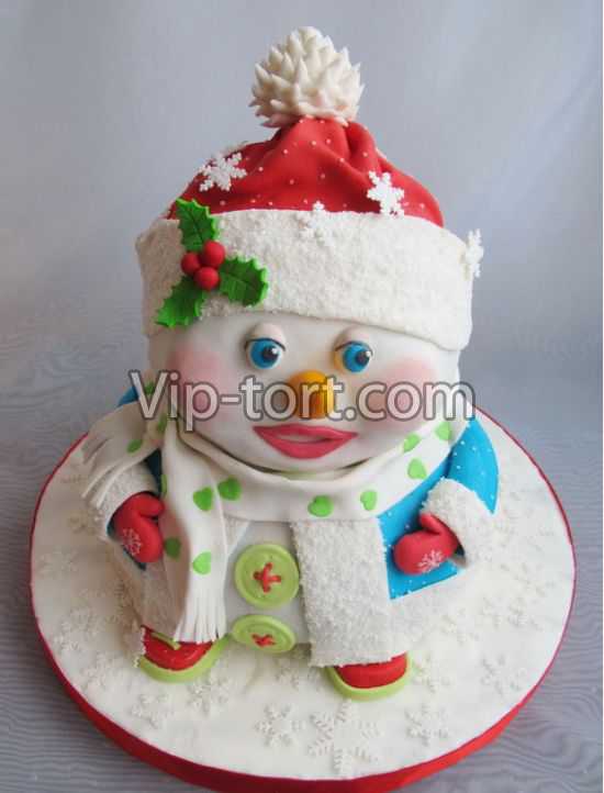 Новогодний торт "Снеговичок для девочки"