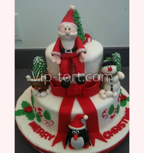 Торт на Новый год "Рождественский Санта"