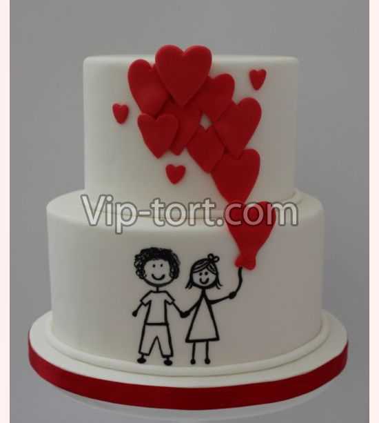 Торт на 14 февраля "Ты+Я=Любовь"