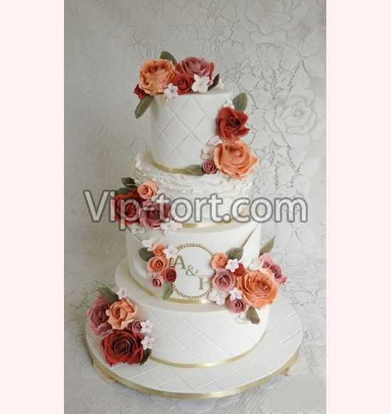 Свадебный торт "Цветы любви"