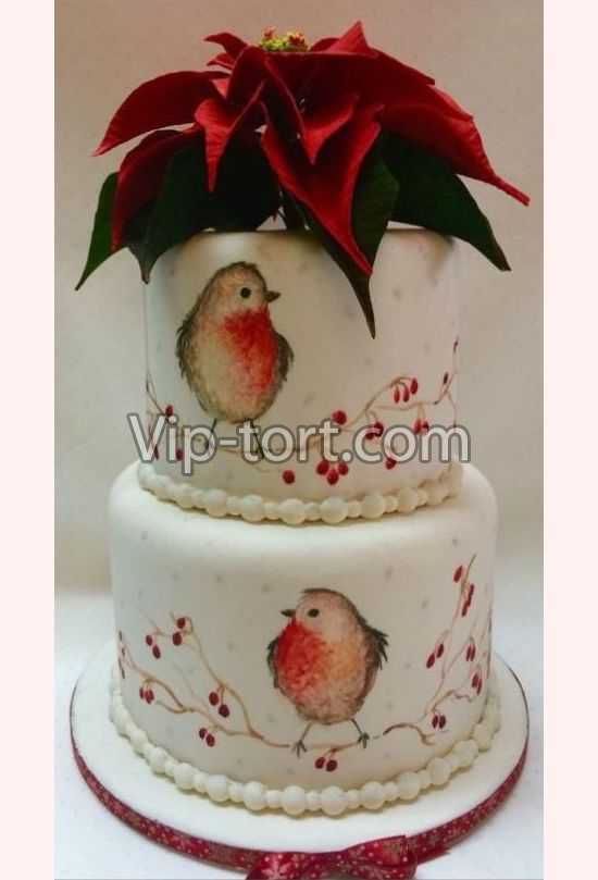 Новогодний торт "Снегири. Зимние птицы"