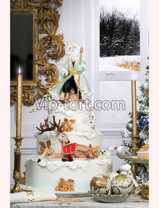 Торт на Новый год "Поход Деда Мороза"