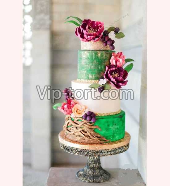 Свадебный торт "Сочный цвет цветов"