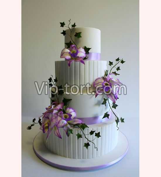 Торт "Орхидеи бело- фиолетовые"