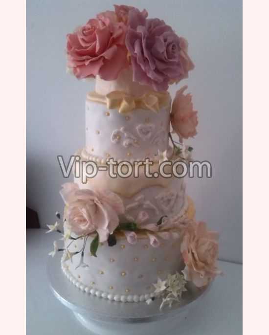 Свадебный торт "Розы на пышную свадьбу"