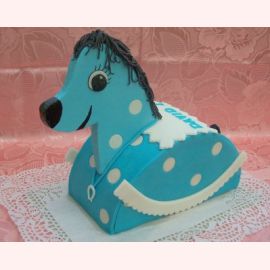 Торт "Деревянная голубая лошадь"