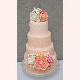 Свадебный торт "Пионы и розы"