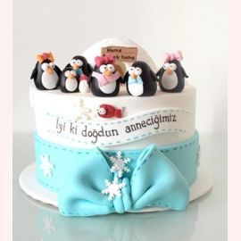 Торт "Пингвины девочки"