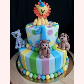 Торт на 1 годик "Львенок с друзьями"
