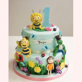 Торт на 1 год "Пчелка Майя и кузнечик"