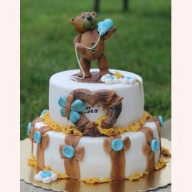 Торт для влюбленных "Медвежонок с голубым сердечком"