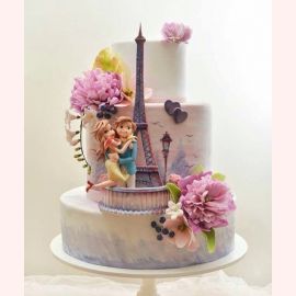 Торт на День влюбленных "Романтическая поездка в Париж"