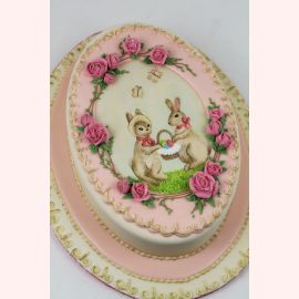 Торт "Кролики с корзинкой"
