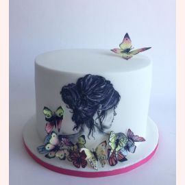 Торт "Профиль лица и бабочки"