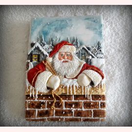 Торт на новый год "Картина с Дедом Морозом"