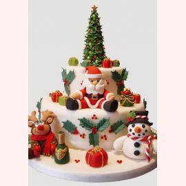 Торт на новый год "Весёлая компания Деда Мороза"