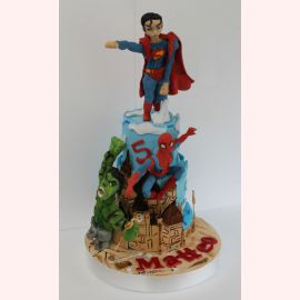Торт "Супергерои: Халк, Человек-паук, СуперМен"