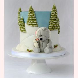 Новогодний торт "Серенький медвежонок в лесу"