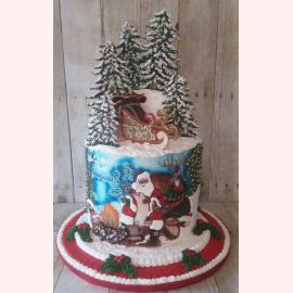 Новогодний торт "Сказочный зимний лес Деда Мороза"