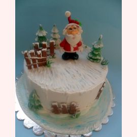 Новогодний торт "Санта в красном колпаке"