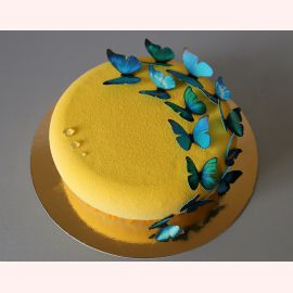 Торт с велюровым покрытием "Полет красивых бабочек"