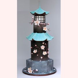 Торт "Сакура вокруг японского дома"
