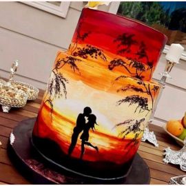 Свадебный торт "Закат на берегу моря"