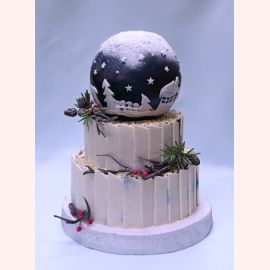 Новогодний торт 2022 "Елочный шар в снегу"