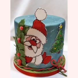 Новогодний торт 2022 "Санта с елкой"