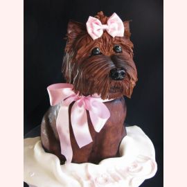 Торт "Собачка в розовом бантике"
