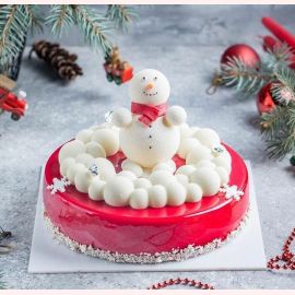Новогодний торт 2022 "Велюровый снеговик"