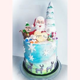 Новогодний торт 2022 "Дедушка Мороз с подарочками"